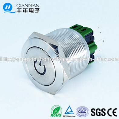 Qn25-A3 25mm Character Illuminated Type Momentary|Latching Flat Head Pin Terminal Metal Push Button Switch
